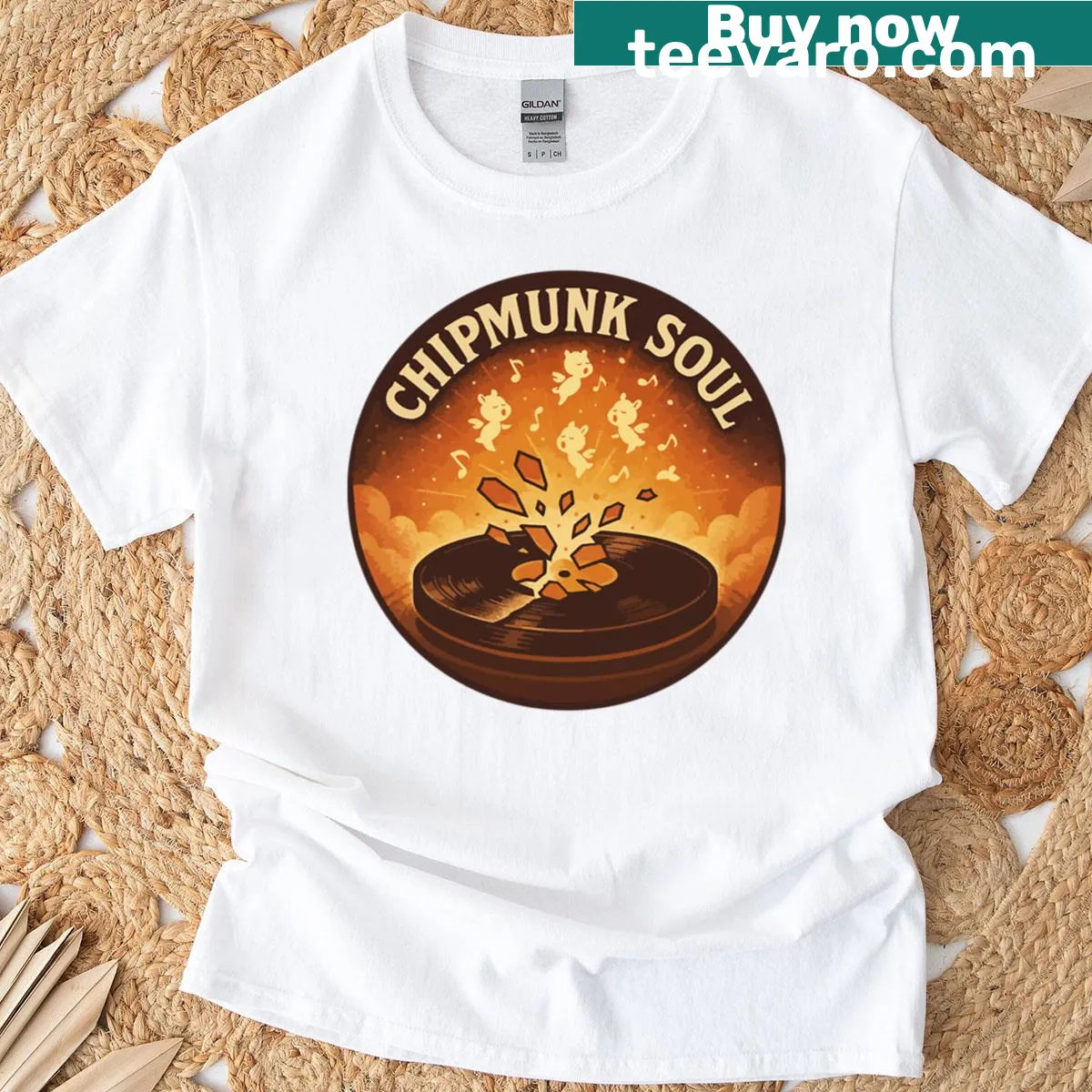 Typography design celebrating chipmunk soul music — on a men's t-shirt