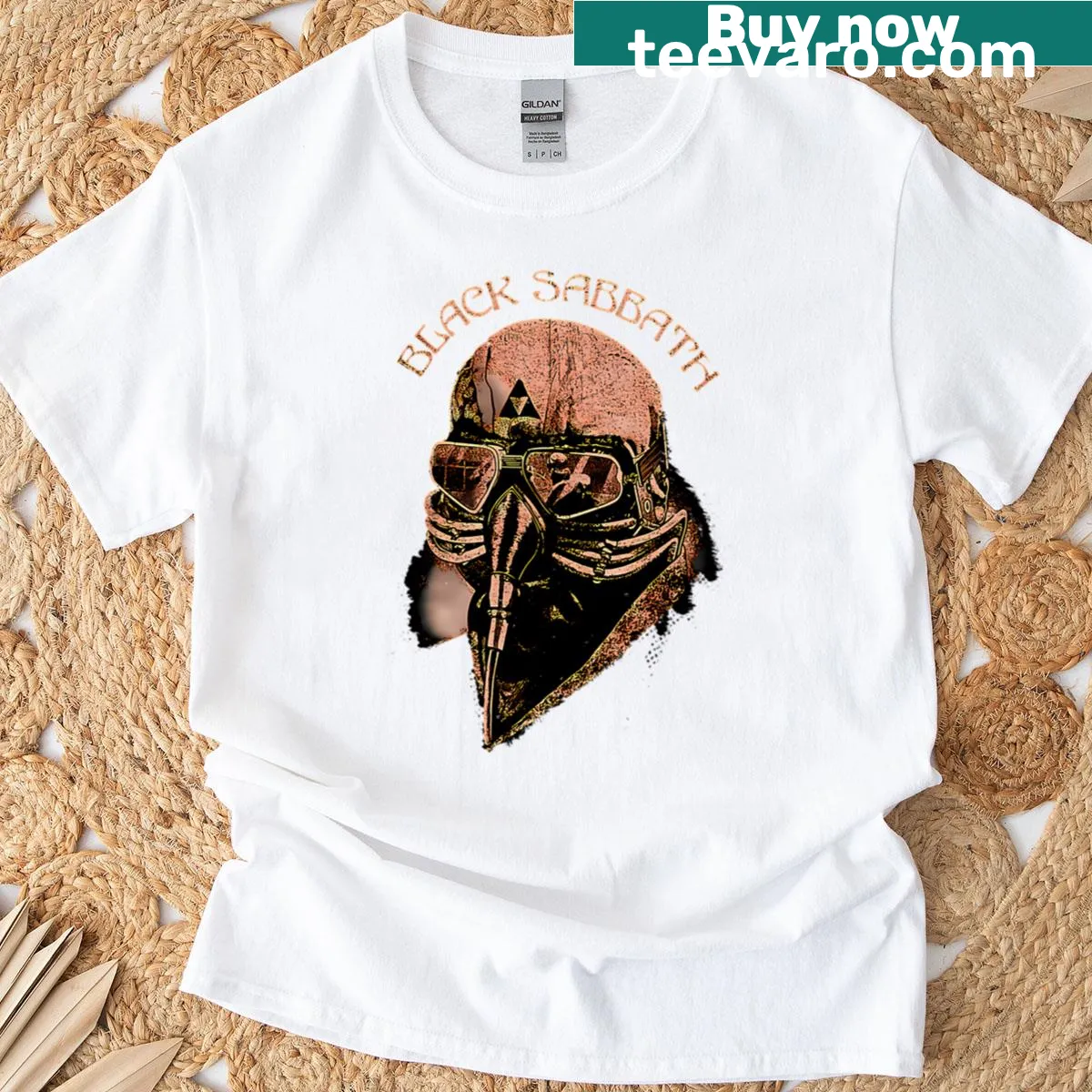 90s inspired Happy Holiday band graphic on T-shirt — on a men's t-shirt
