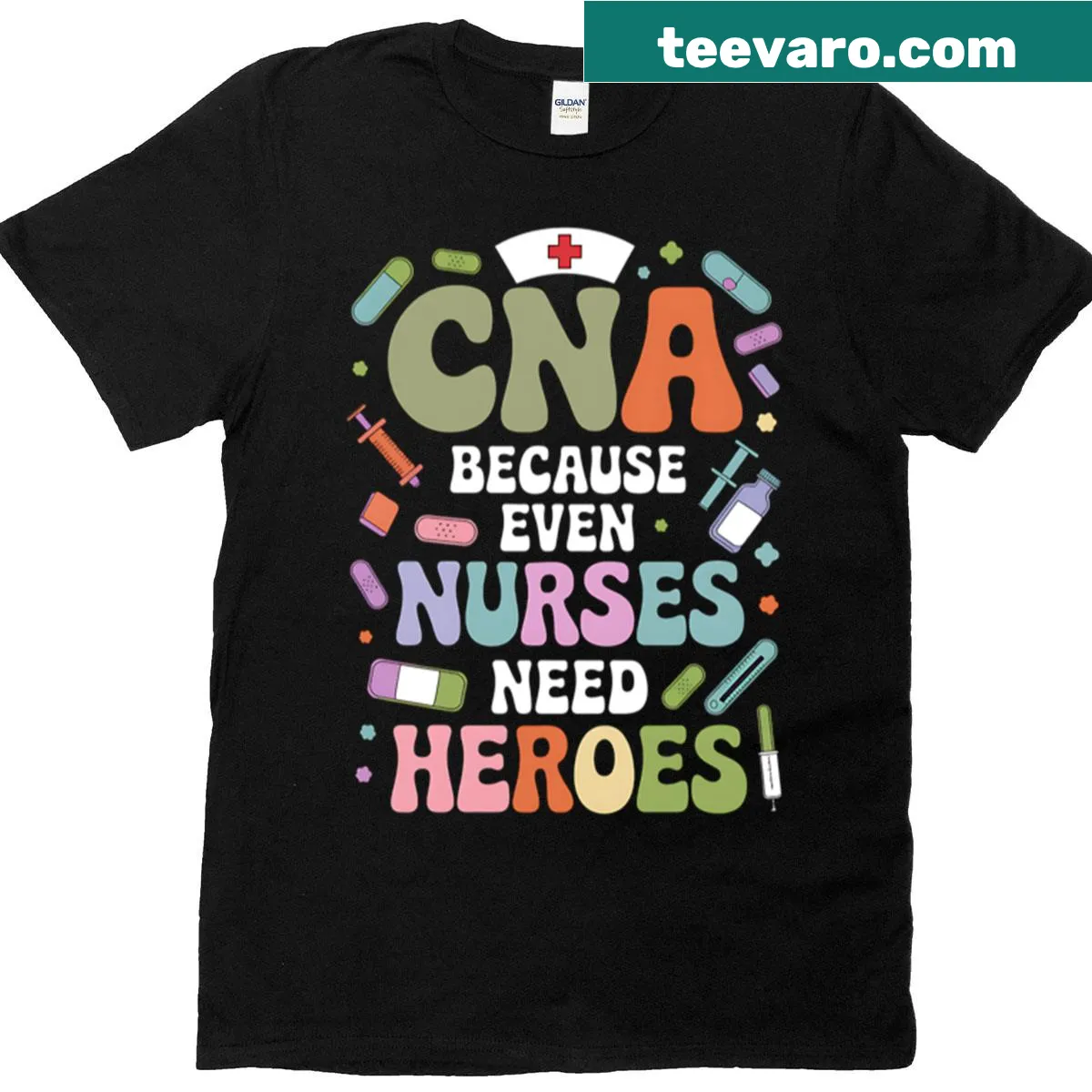 Inspirational t-shirt for nurse assistants with hero theme. — on a men's t-shirt