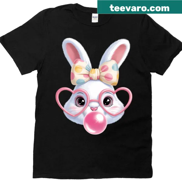Cute Bunny Rabbit T-shirt with a rabbit face and bow graphic