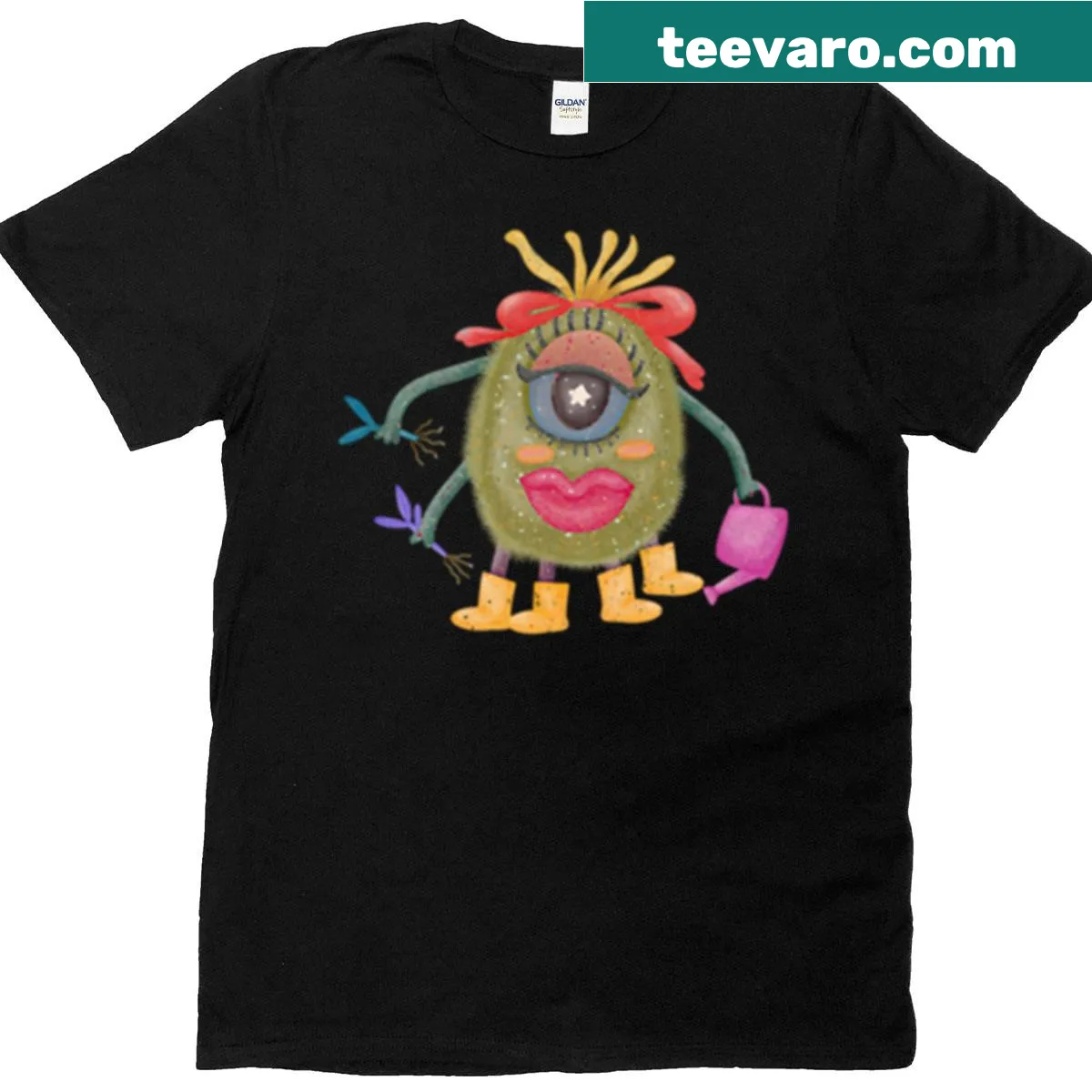Cute Fuzzy Monster T-shirt with a cartoonish monster graphic — on a men's t-shirt