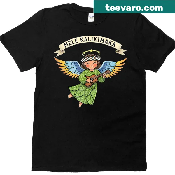 Hawaiian-themed Christmas shirt with a cute angel design