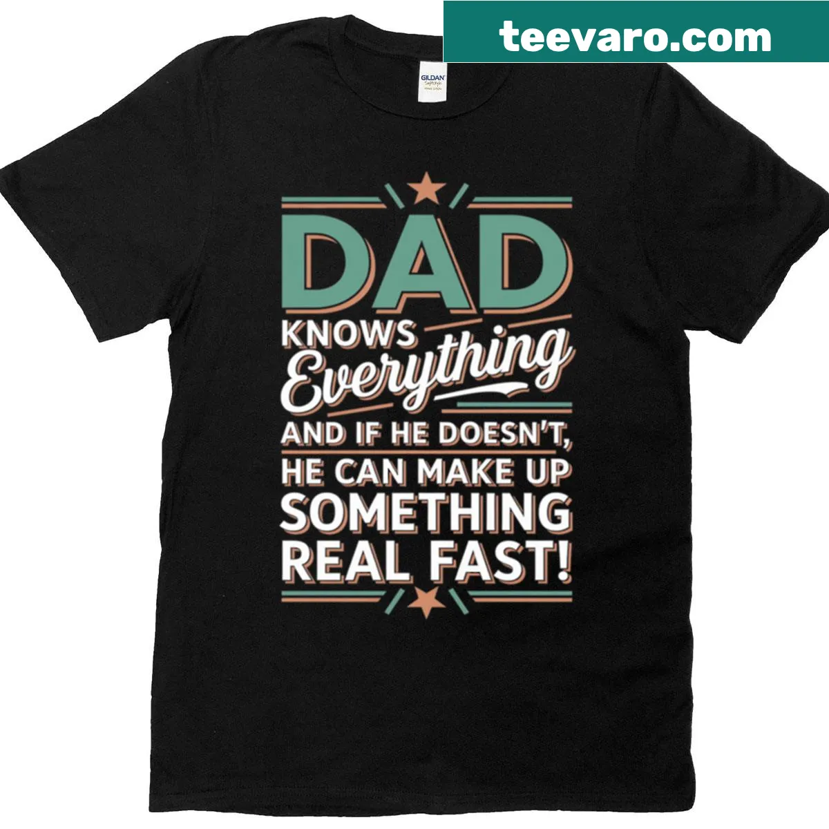 Vintage-style T-shirt with the phrase 'Dad Knows Everything' — on a men's t-shirt