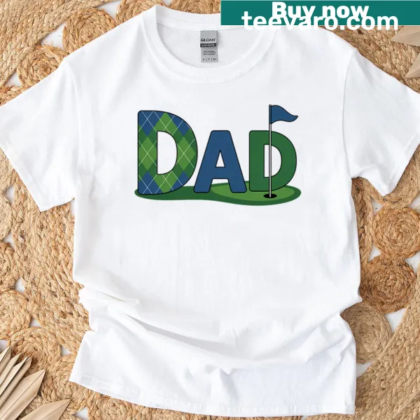 Birthday-themed T-shirt for dads with golf graphics