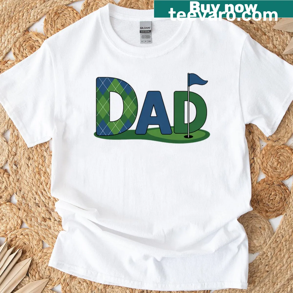 Birthday-themed T-shirt for dads with golf graphics — on a men's t-shirt