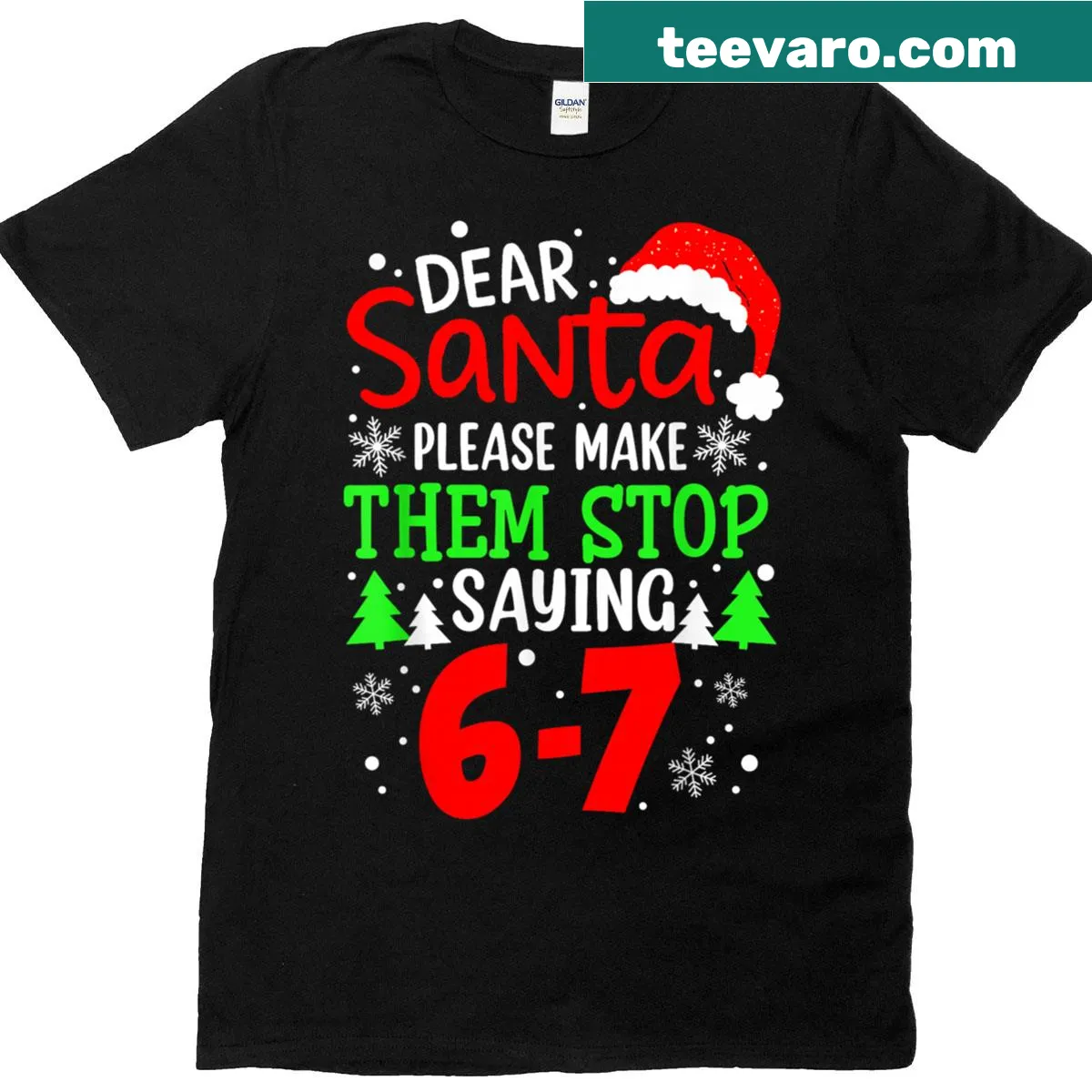 Funny kids Christmas T-shirt with a humorous phrase about 6-7 — on a men's t-shirt