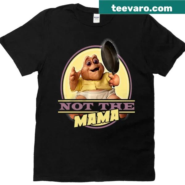 Black t-shirt with 'Dinosaurs Not The Mama' text in playful font
