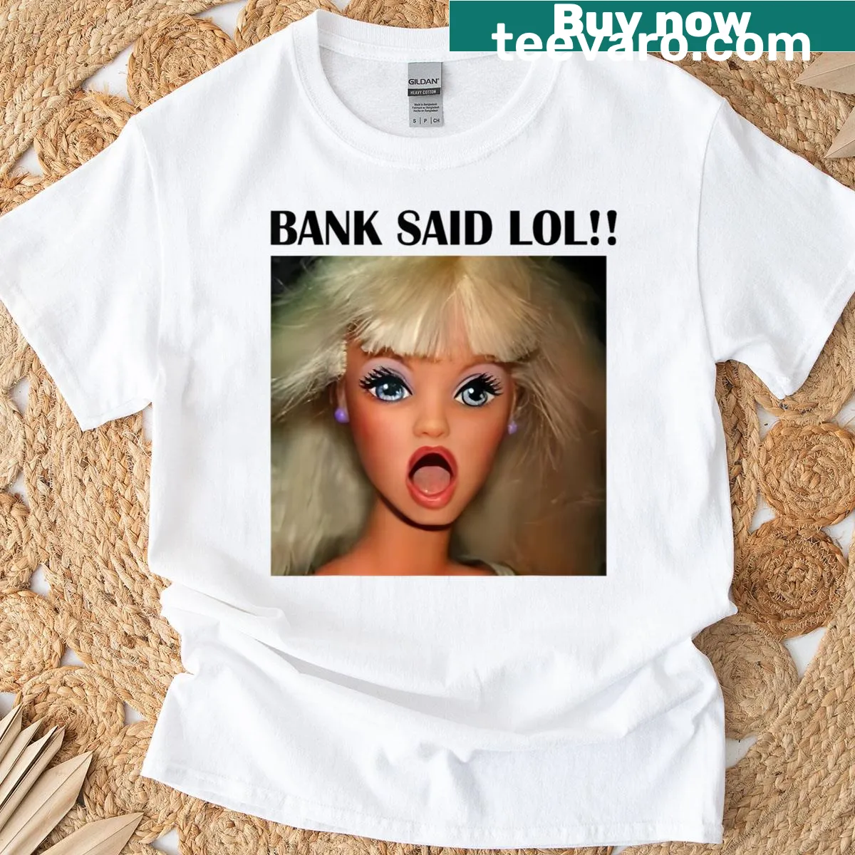 Edgy t-shirt with humorous text about a disgusted doll bank — on a men's t-shirt