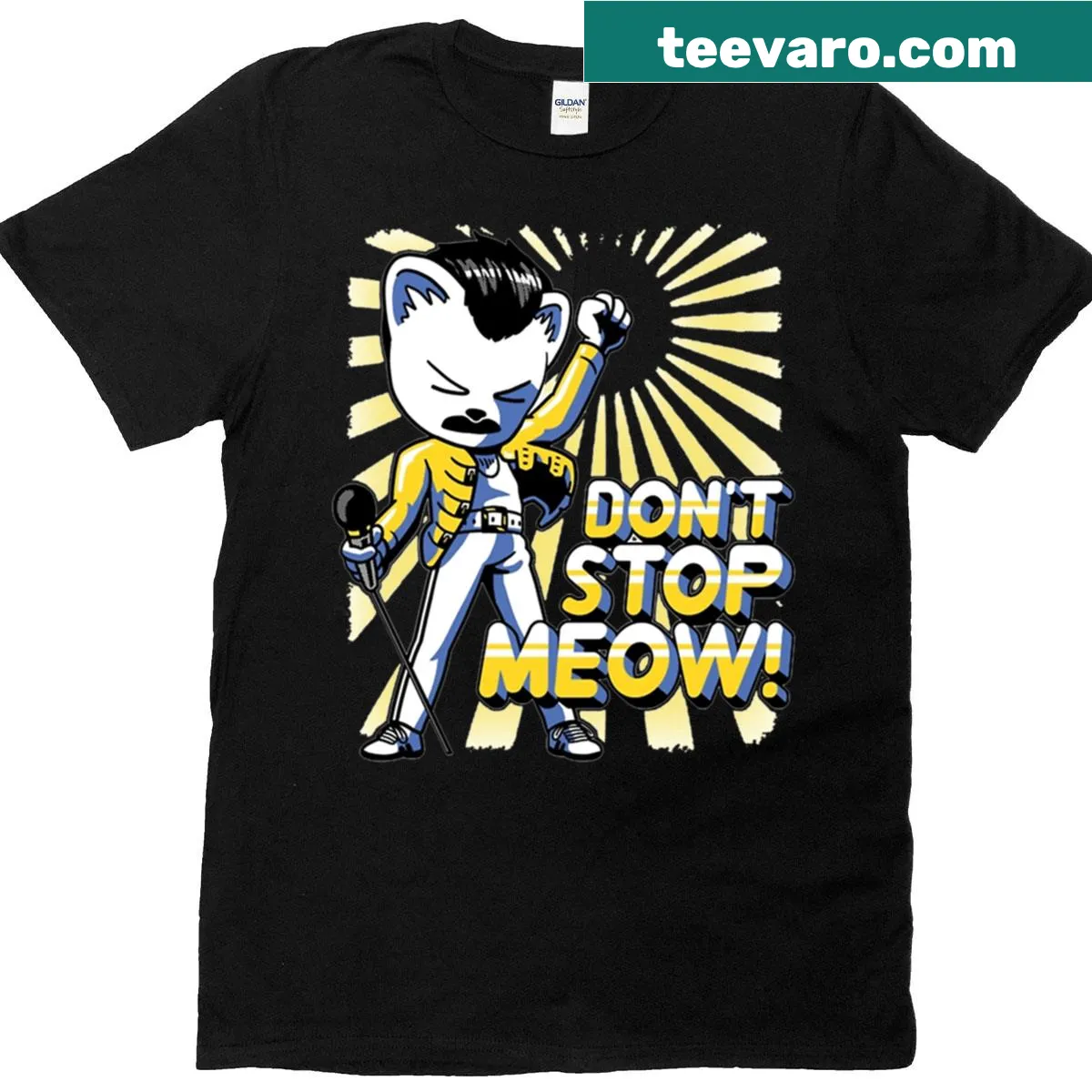 Funny cat-themed t-shirt with a playful cooking slogan — on a men's t-shirt