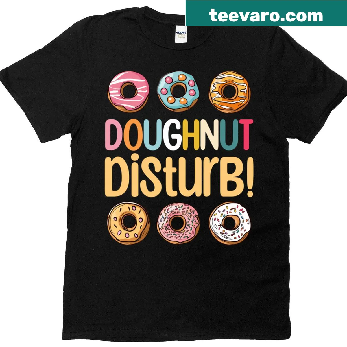 Humorous T-shirt with 'Doughnut Disturb' for bakers — on a men's t-shirt