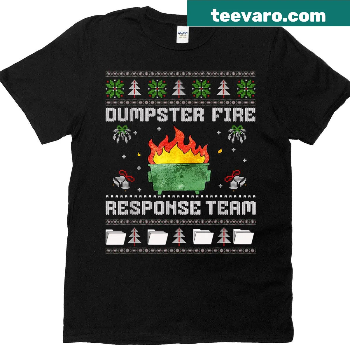Cute cartoon t-shirt featuring firefighters and 'Dumpster Fire Response Team' design — on a men's t-shirt