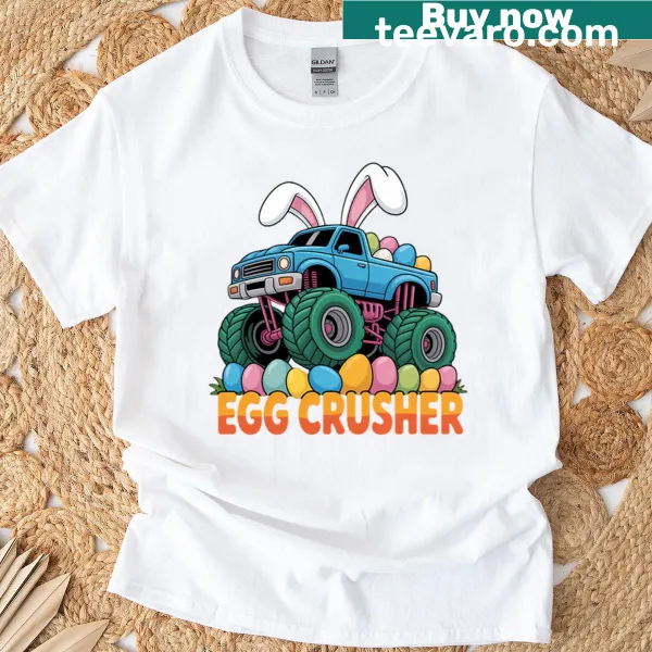 Cartoon Easter Bunny in a monster truck design