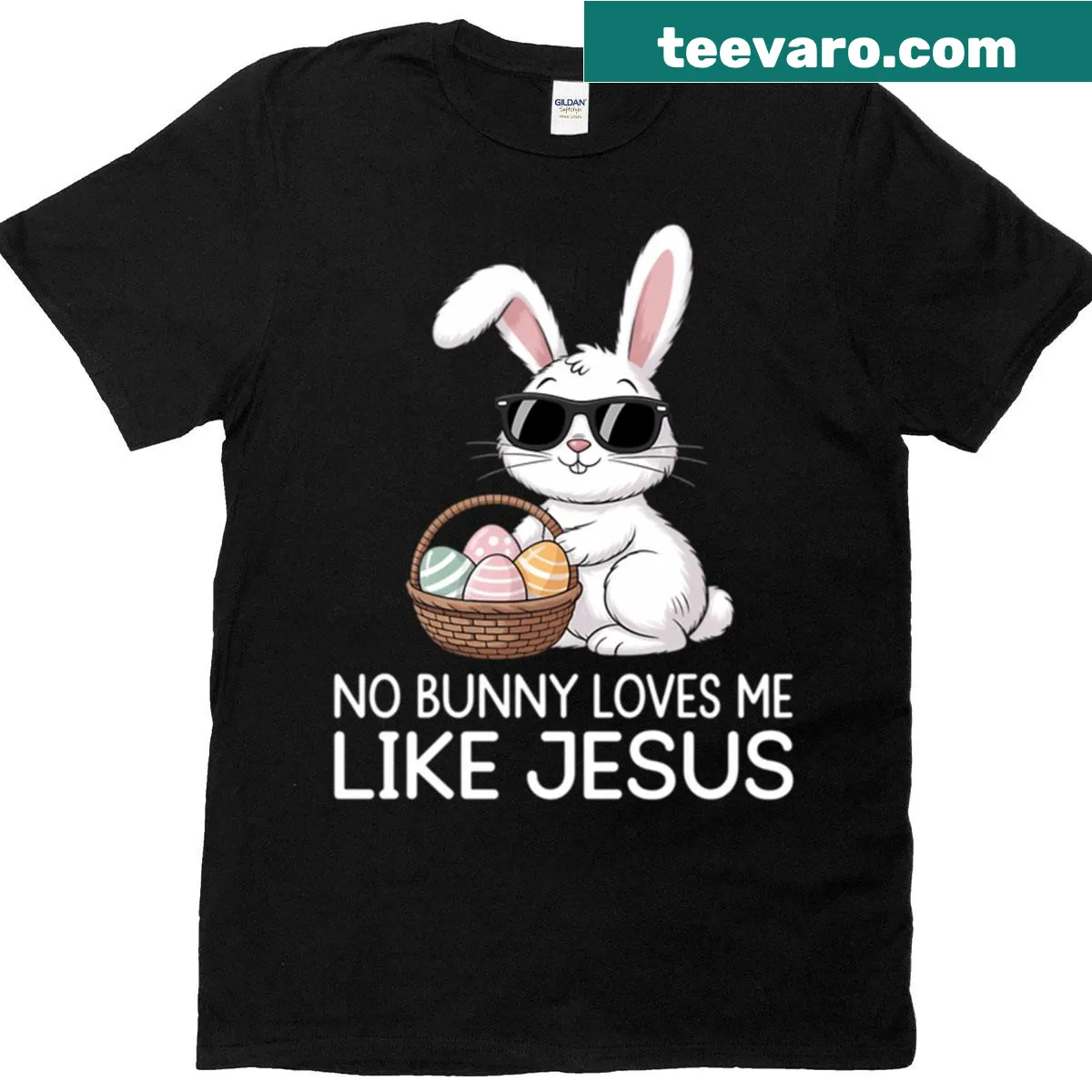 Easter themed T-shirt with a message about Jesus' love — on a men's t-shirt