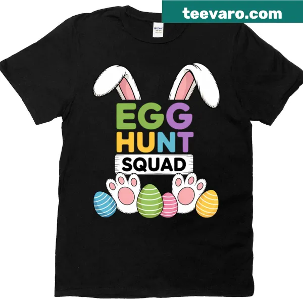 Funny Easter t-shirt with 'Eggs Hunt Squad' text