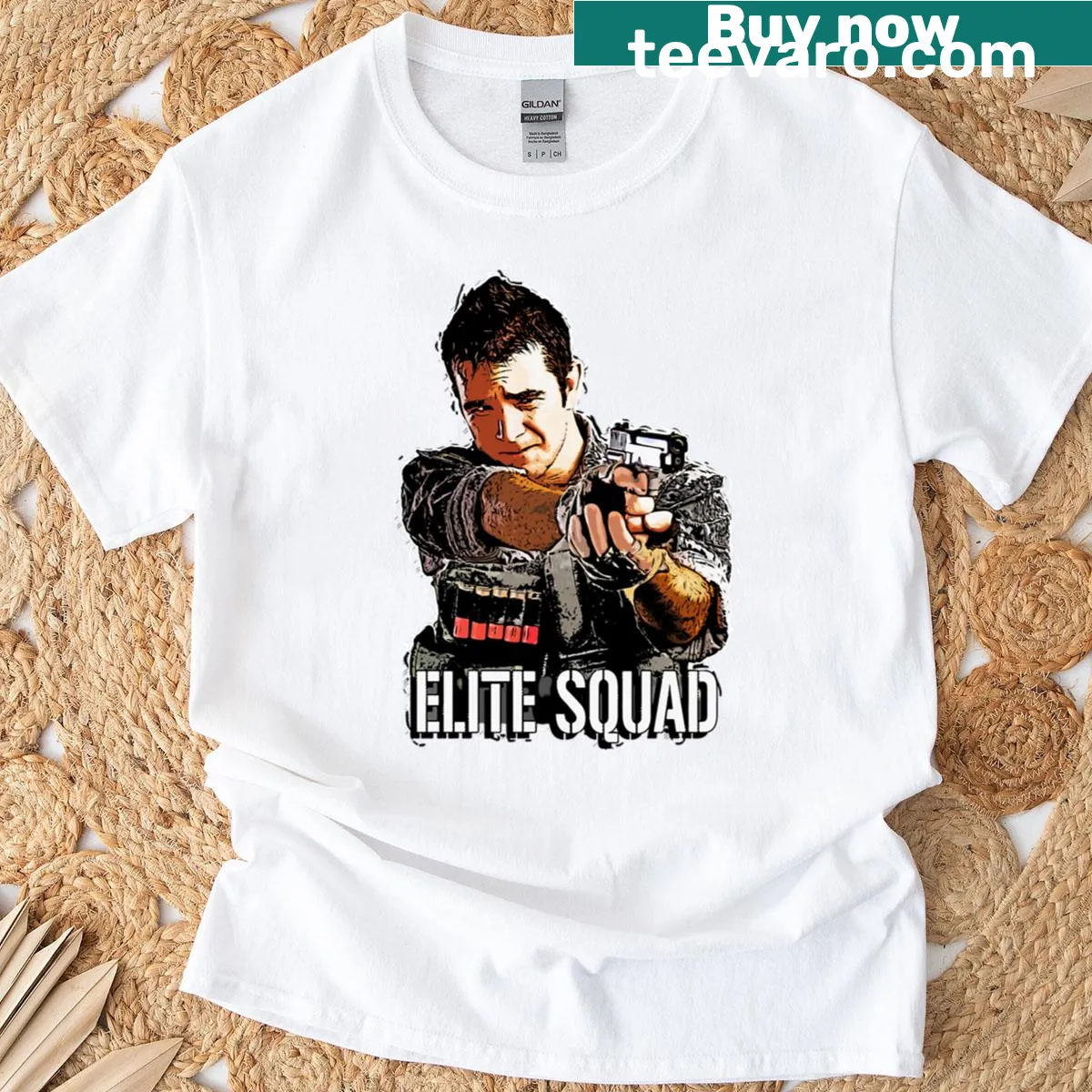 Elite Squad Sniper T-shirt with an artistic sniper rifle graphic — on a men's t-shirt