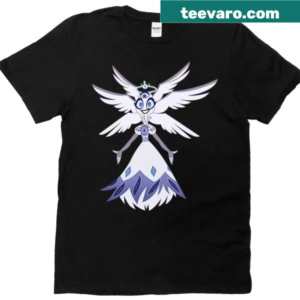 Illustration of Emily in angel form from Hazbin Hotel on a t-shirt