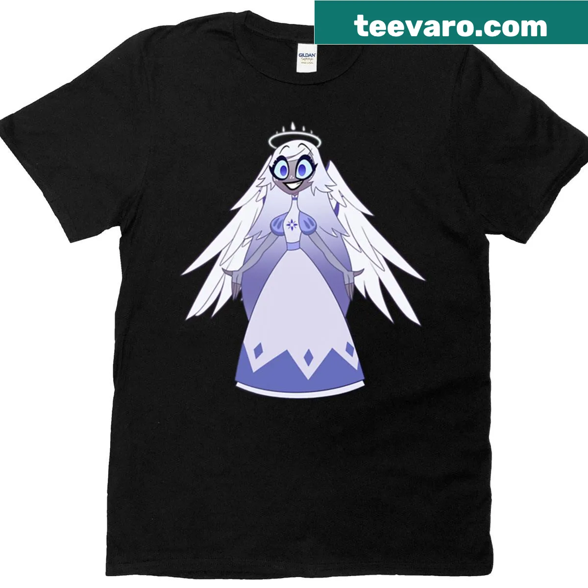 Graphic T-shirt featuring Emily from Hazbin Hotel — on a men's t-shirt