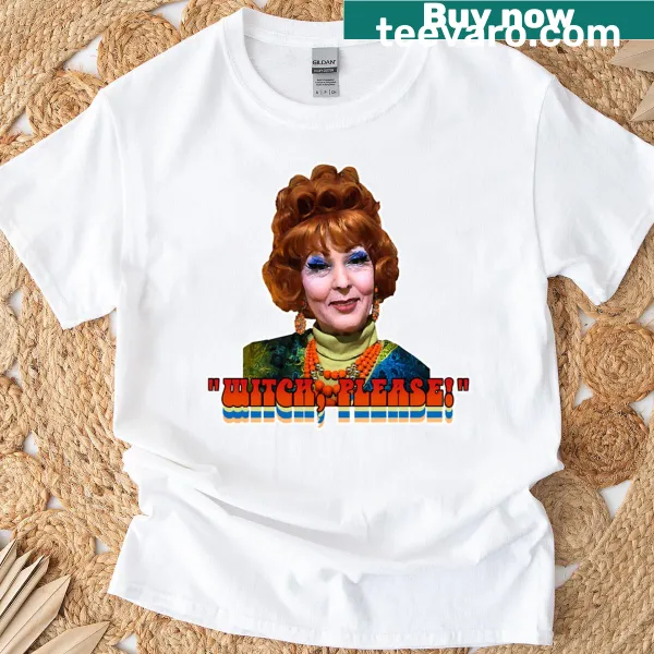 T-shirt with whimsical witch illustration and playful text