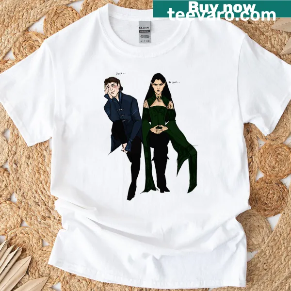 Illustrated long T-shirt featuring Eragon and Arya from the fantasy series