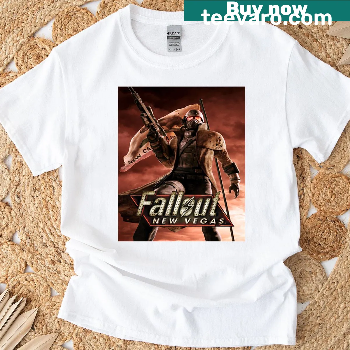 Fallout New Vegas themed graphic on T-shirt — on a men's t-shirt