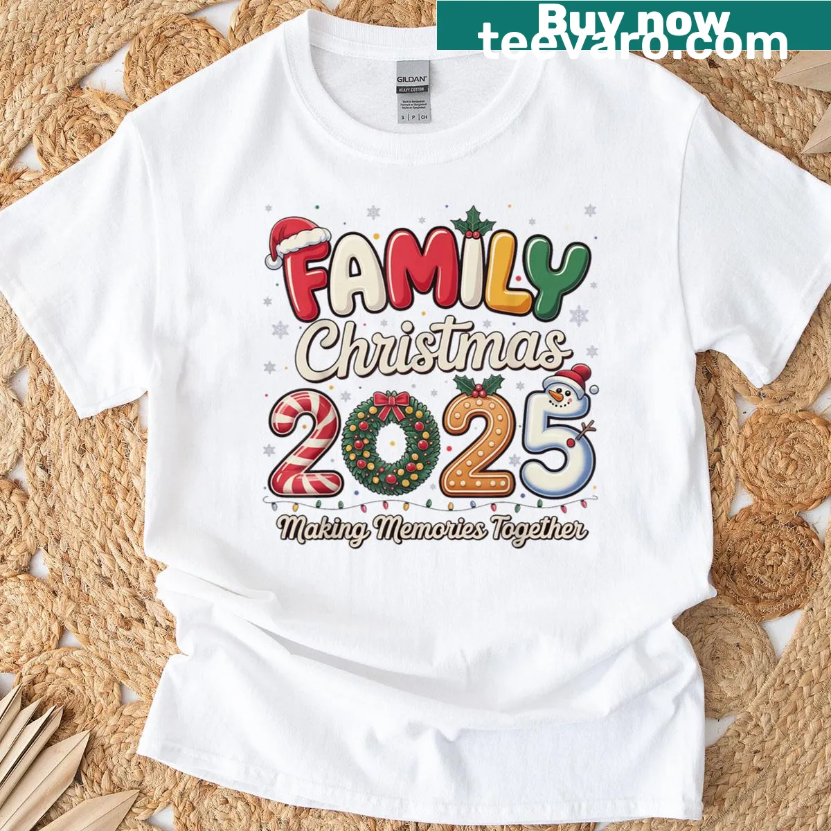 Vintage-style Family Christmas t-shirt with Santa design — on a men's t-shirt