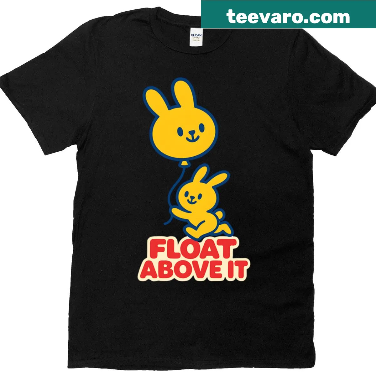 Cute bunny T-shirt with balloon illustration — on a men's t-shirt