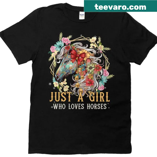 Christmas t-shirt with floral horse design for girls