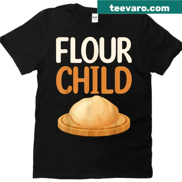 Flour Child Bakery graphic on a T-shirt featuring a baker