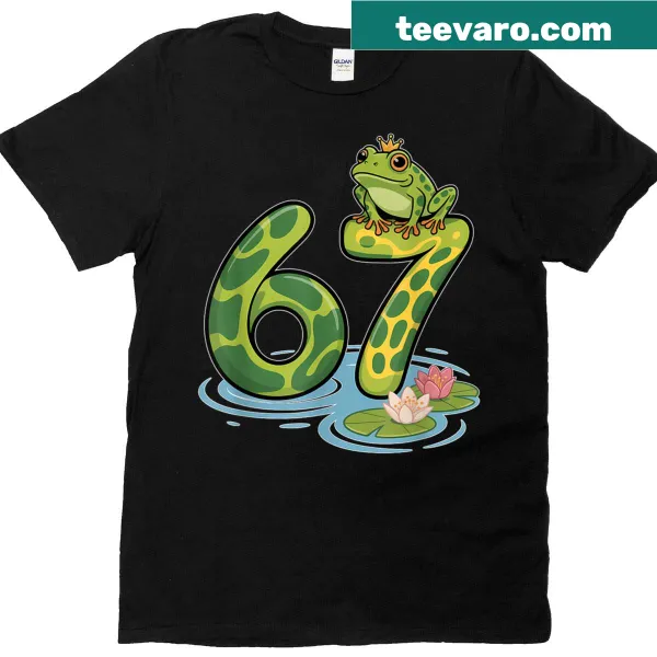 Funny meme shirt featuring Frog Number 67 for birthdays