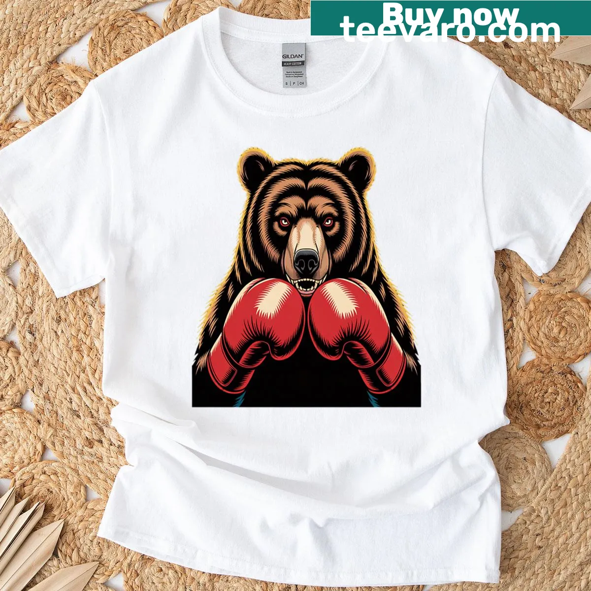 Cartoon Boxing Bear T-shirt designed for kids — on a men's t-shirt