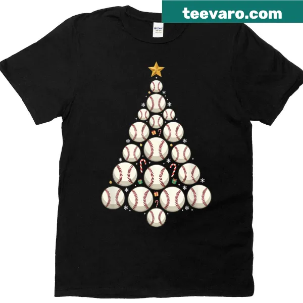 Funny Christmas tree design with baseball ornaments
