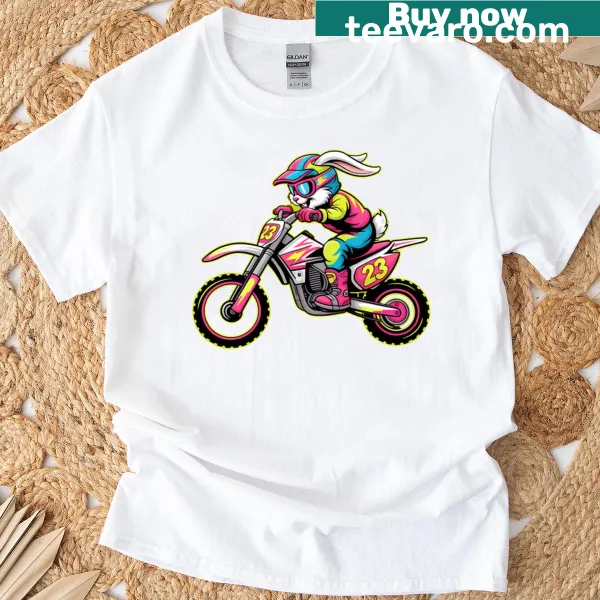 Bunny riding a dirt bike for Easter humor