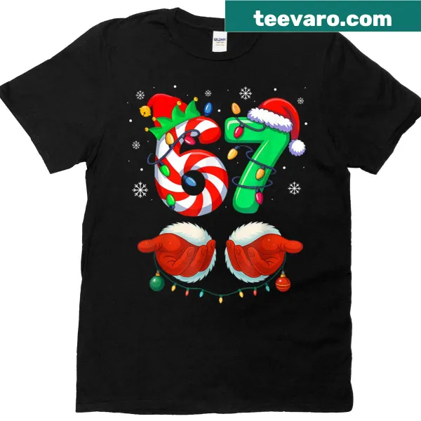 Humorous Christmas shirt with Santa hand gesture and meme numbers