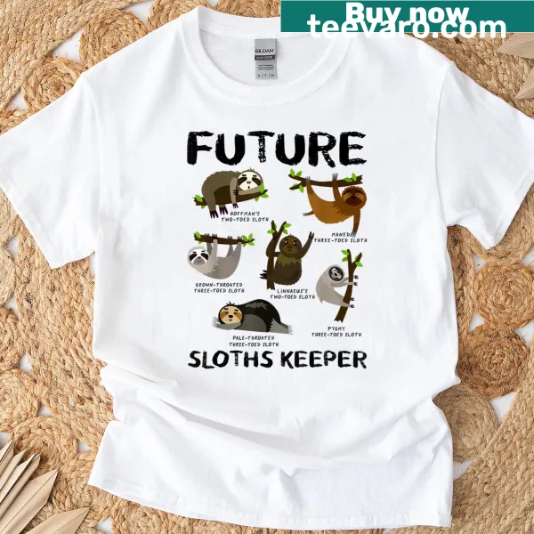 Adorable sloth in keeper's hat on a playful design T-shirt