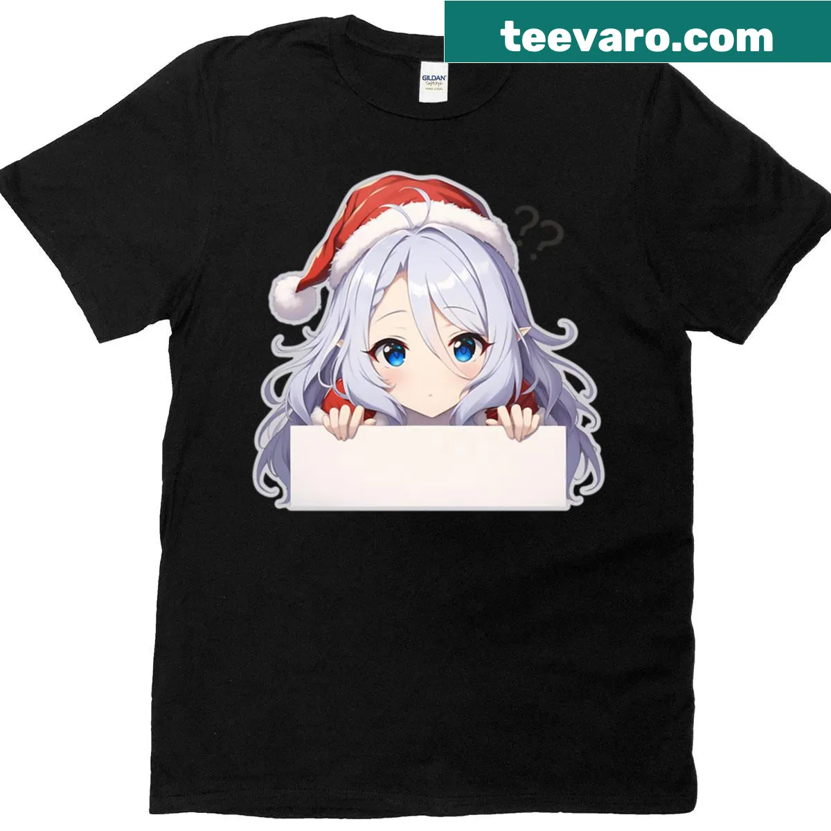 Chibi anime girl design for Christmas shirt — on a men's t-shirt