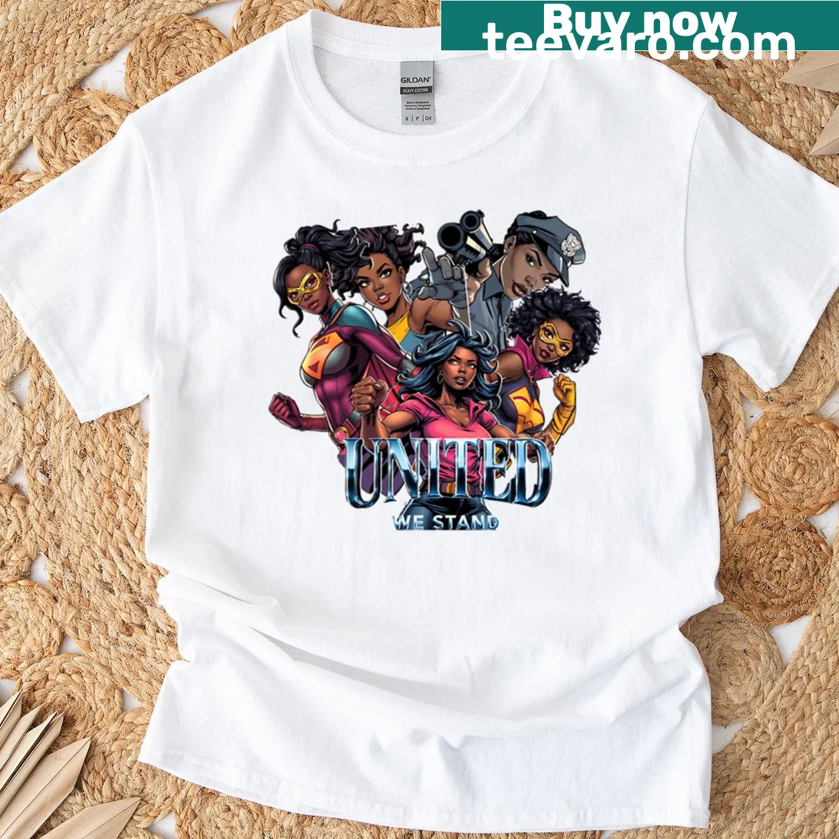 Empowering t-shirt with 'Girl Power United We Stand' text — on a men's t-shirt