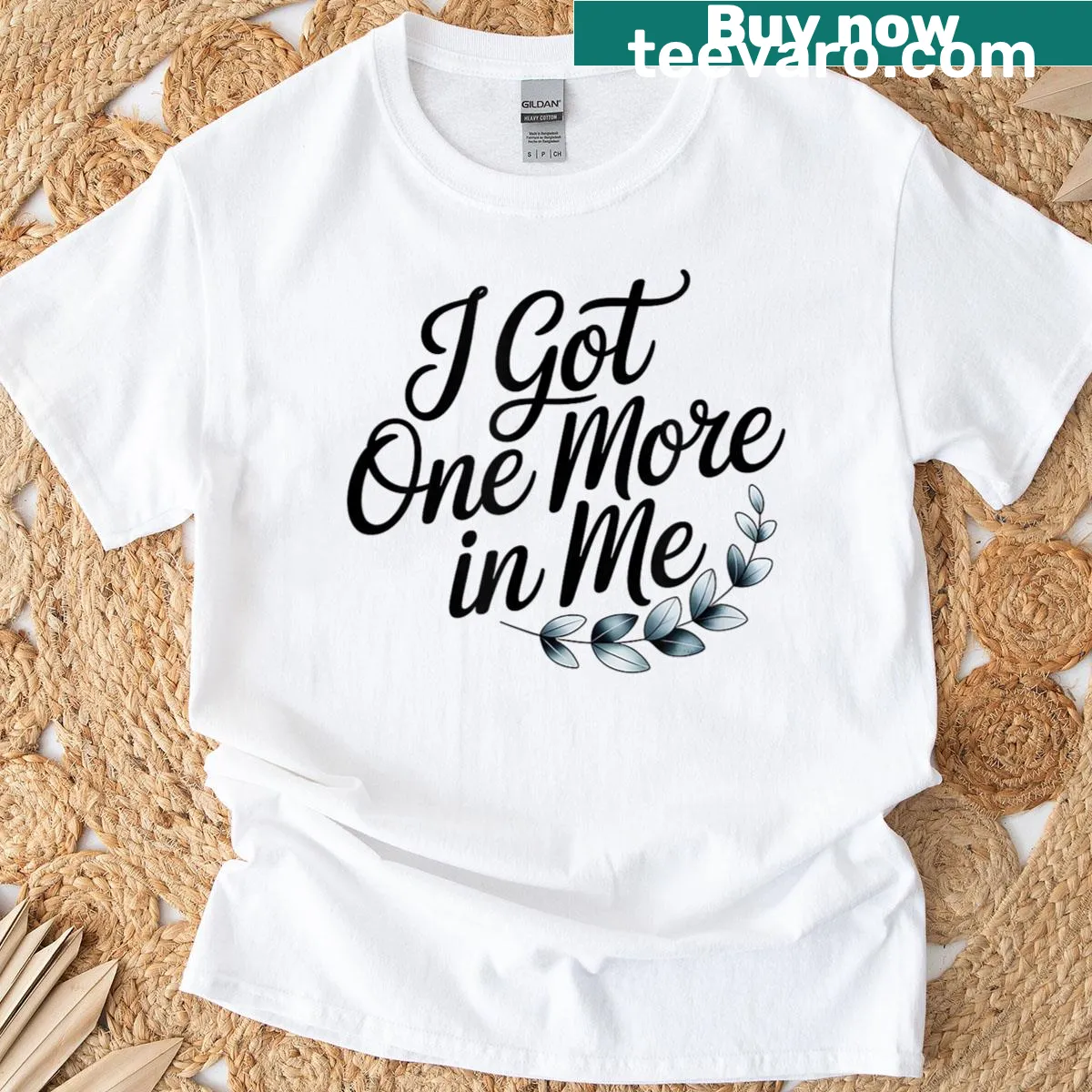 Motivational script design T-shirt with the phrase 'Got One More In Me' — on a men's t-shirt