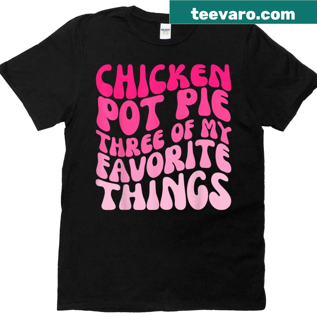 Humorous Chicken Pot Pie graphic t-shirt — on a men's t-shirt