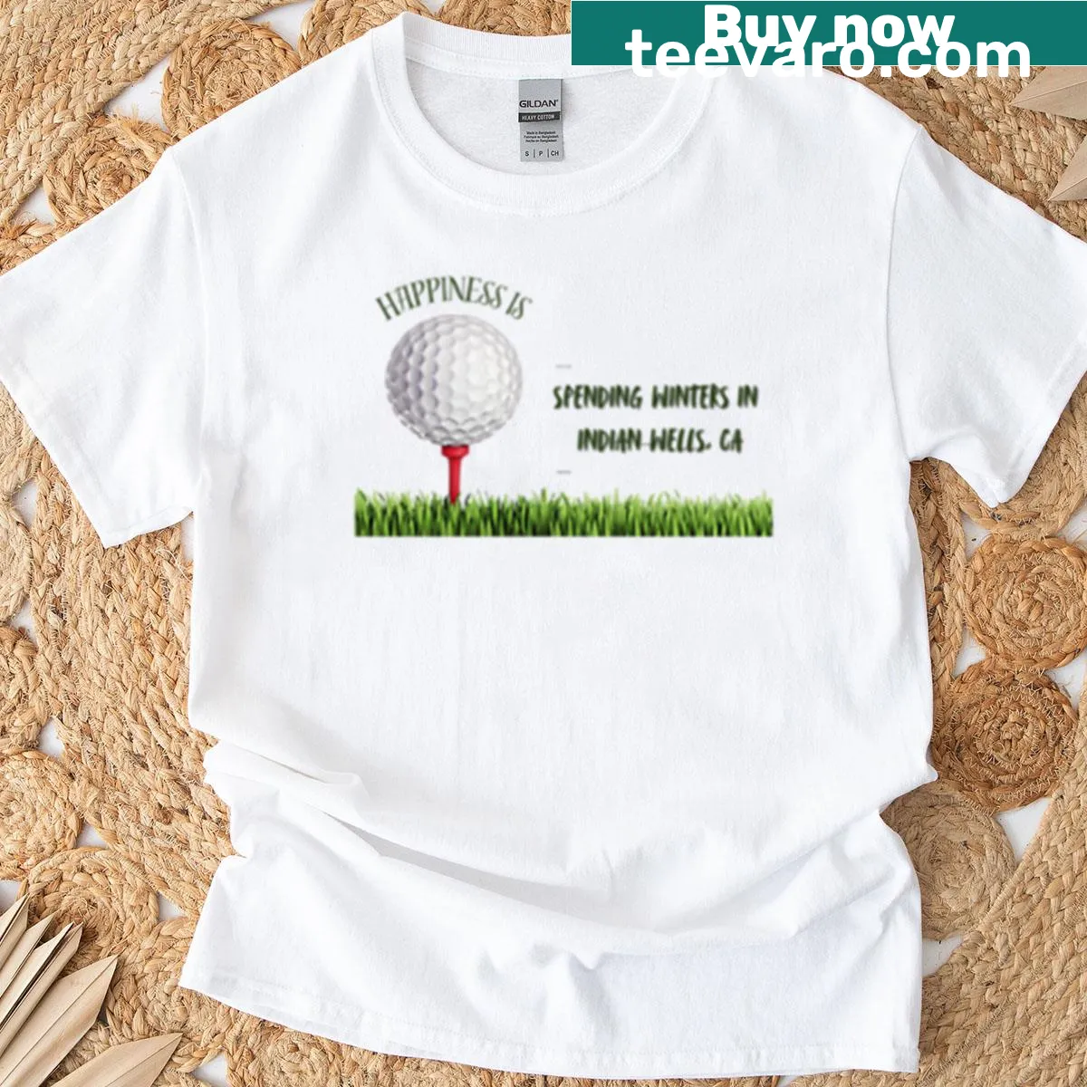 T-shirt celebrating happiness in Indian Wells, CA for winter. — on a men's t-shirt