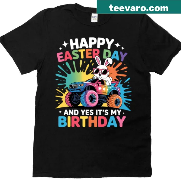 Easter birthday T-shirt with a truck and bunny design