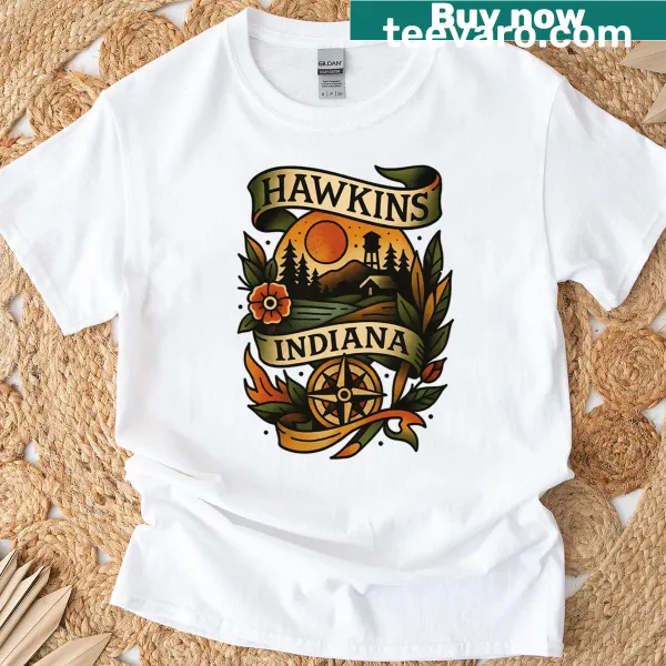 Fan art t-shirt inspired by Hawkins, Indiana from Stranger Things