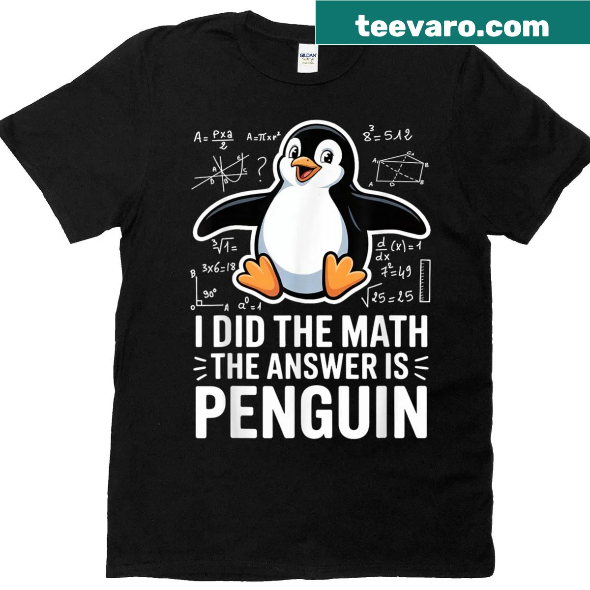 Cute penguin graphic with text for math lovers on a t-shirt. — on a men's t-shirt