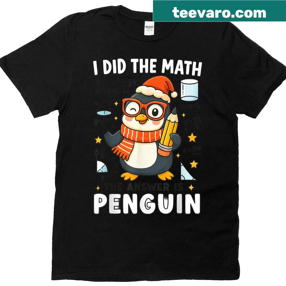 Funny T-shirt featuring the phrase about math and penguins — on a men's t-shirt