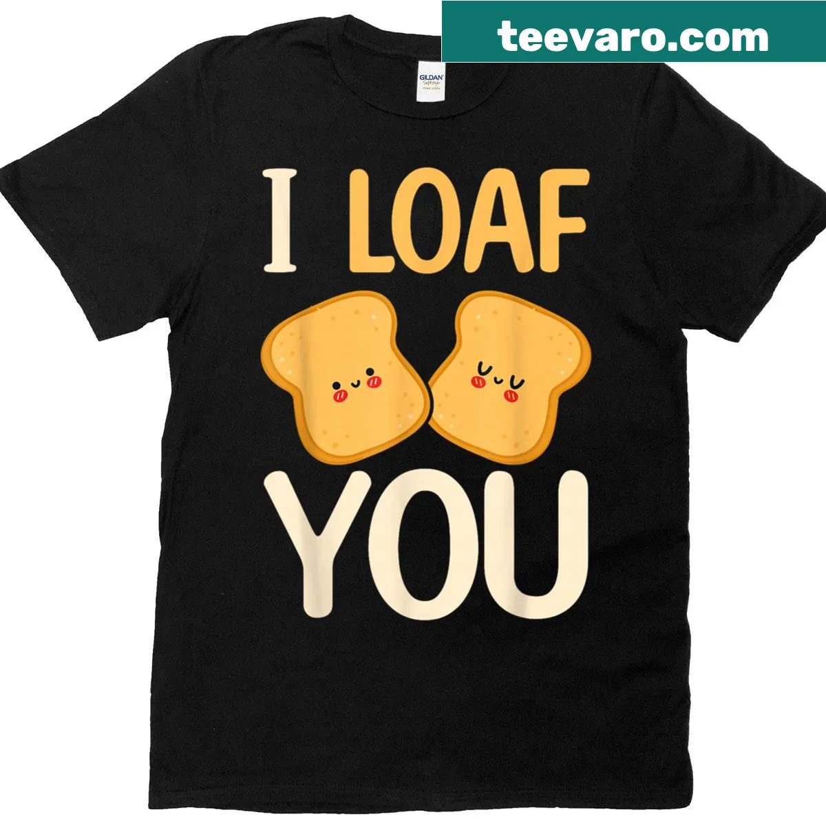 Sentimental t-shirt with I Loaf You text for bakers. — on a men's t-shirt