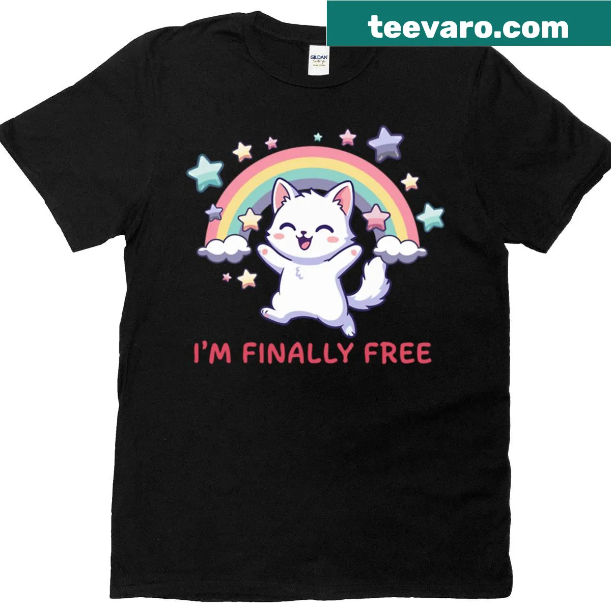 Cute t-shirt celebrating freedom with fun text design — on a men's t-shirt