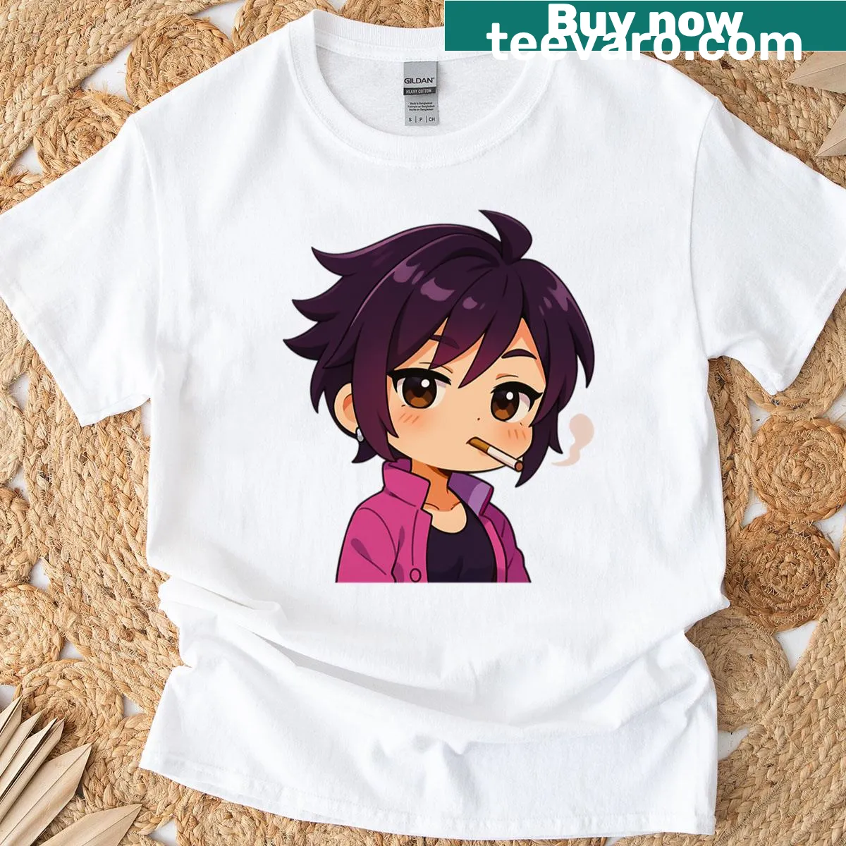 Funny anime and gaming themed t-shirt with playful graphics. — on a men's t-shirt