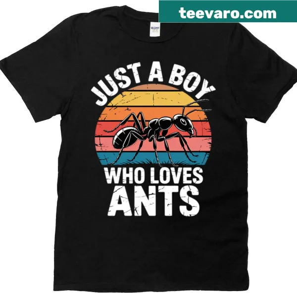Cute illustration of a boy with ants, representing a love for nature
