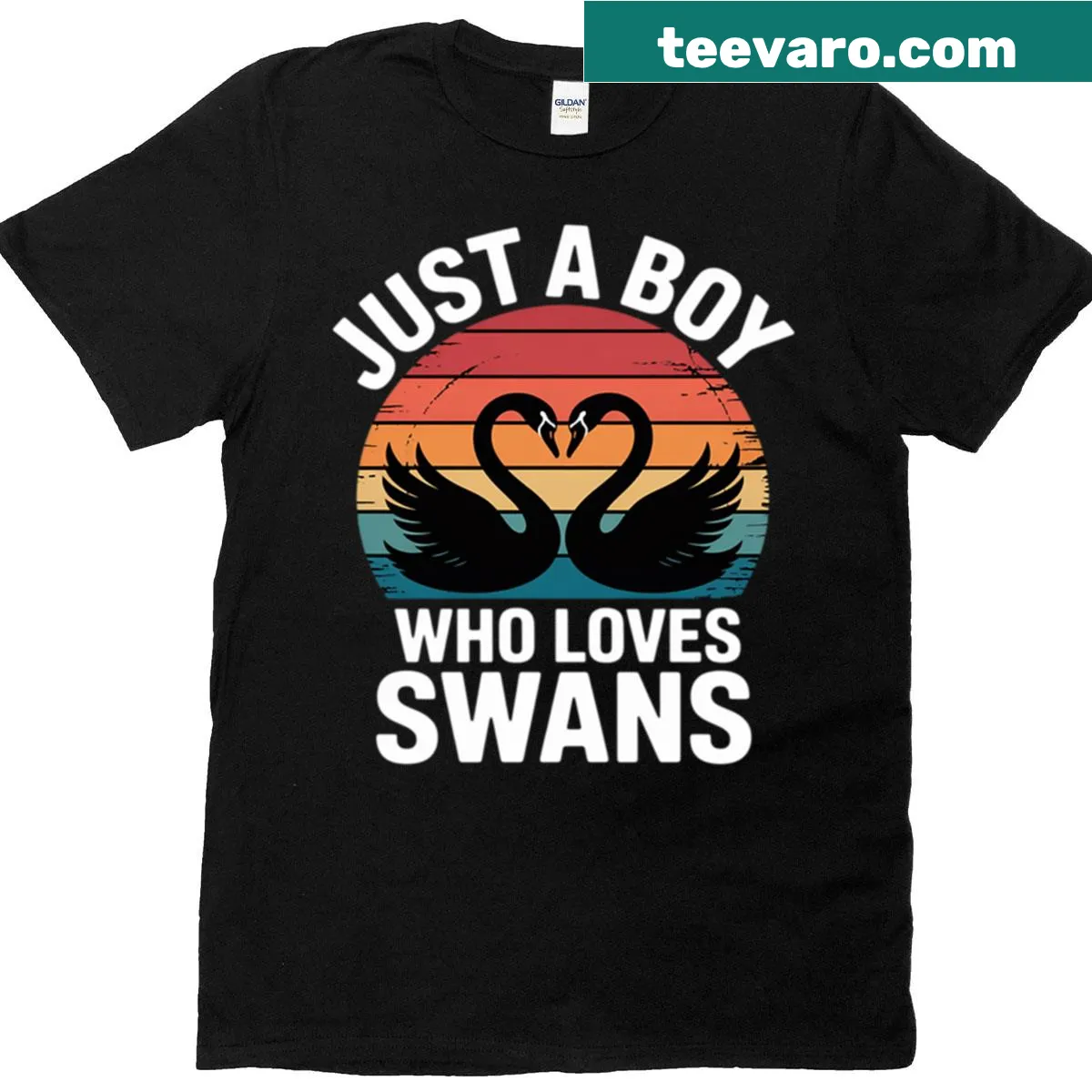 T-shirt for boys featuring swan illustrations — on a men's t-shirt