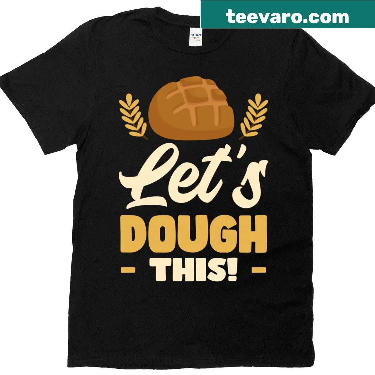 Funny bakery-themed t-shirt with text 'Let's Dough This' — on a men's t-shirt