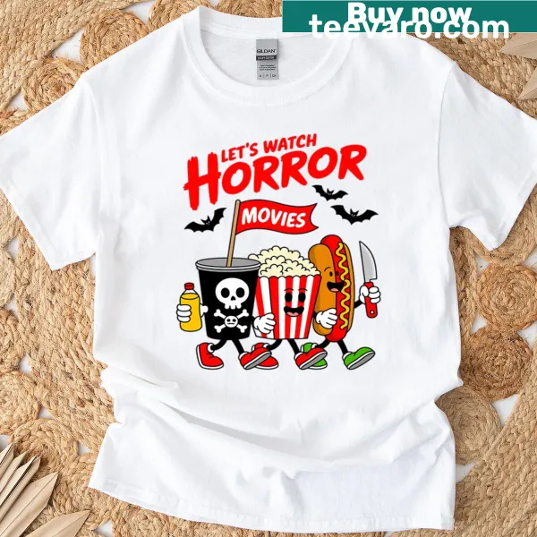 Fun Halloween t-shirt with spooky movie invitation